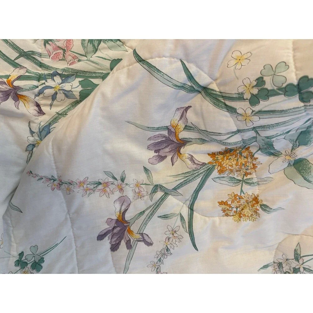 JCPenney vtg iris floral butterfly twin comforter quilt pillowcase sham set